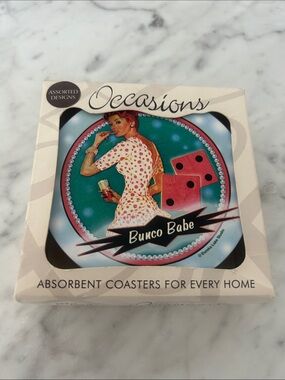New in box Occasions Bunco Babe Coaster Set  4 designs